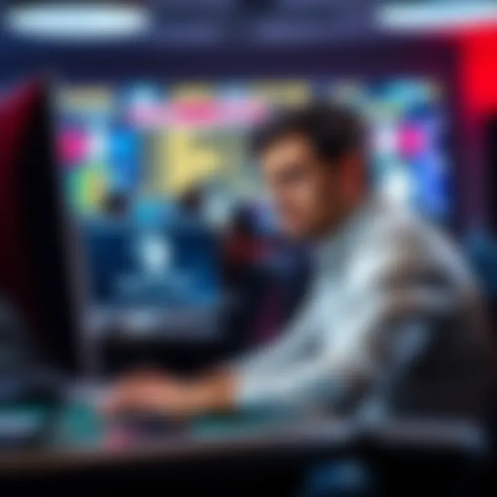 A frustrated player sitting in front of a computer, unable to access a poker table on Replay Poker, looking at the screen with concern.