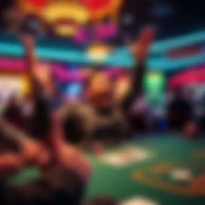 A player celebrating a winning hand at the UTH table in MGM Detroit, showing excitement after getting a straight flush.