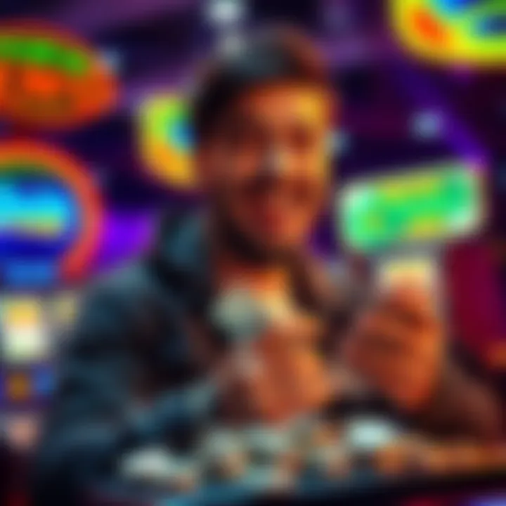 A happy player counting cash after winning over $800 from a $10 bet in Plinko and Gates games