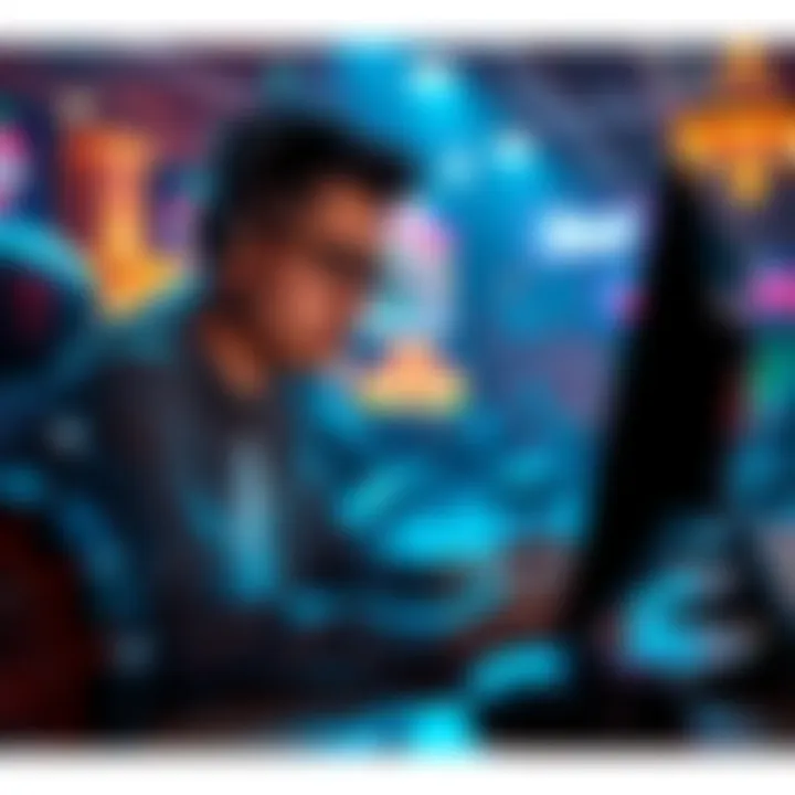 A frustrated player sitting at a computer, trying to contact casino support about a withdrawal issue