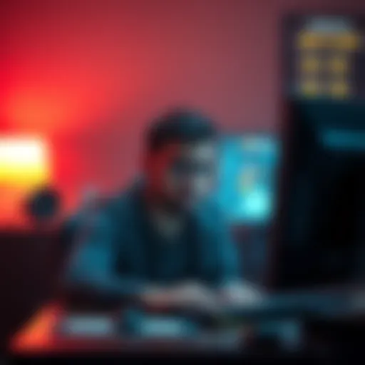 A frustrated player sitting in front of a computer with a concerned expression, showing a withdrawal request on screen