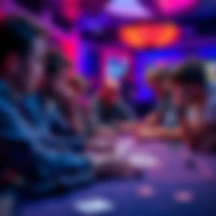 Group of poker players showing frustration at a casino table due to location service problems