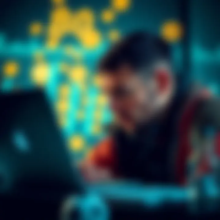 Players hesitating to deposit in betting sites A worried player looking at a betting site on a laptop with cryptocurrency symbols in the background