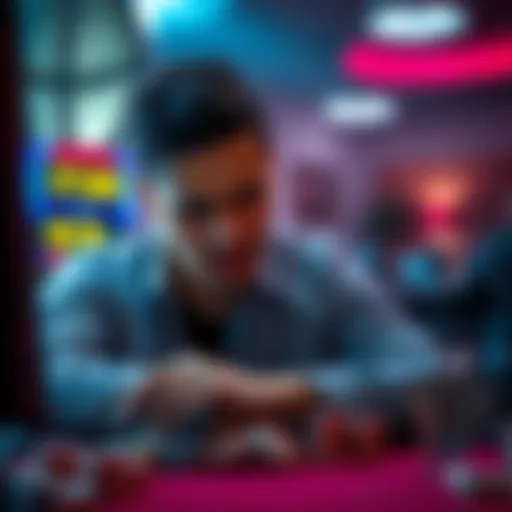 A frustrated poker player looks at his screen, highlighting a loss of $13.7K while expecting gains. The scene captures his disappointment and confusion about the game's rake structure.