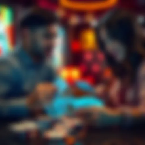 A couple discussing strategies over playing cards, with a focus on loyalty card benefits and rewards.