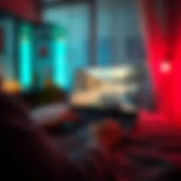 A person using a laptop with a game on the screen while connected to a VPN in a cozy room
