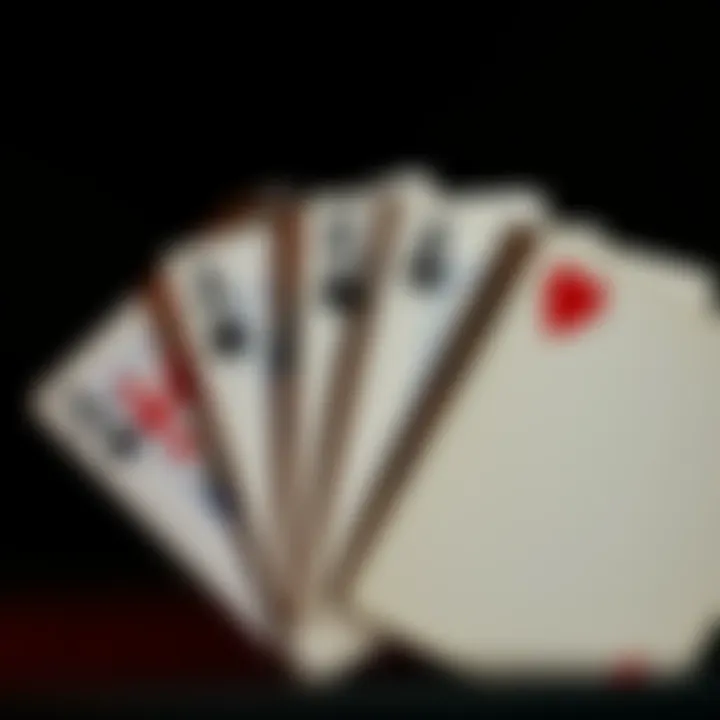 Playing cards with flush and straight hands A hand of playing cards showing a flush with all cards of the same suit and a straight with consecutive numbers