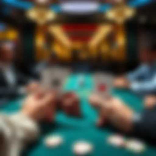 Playing Poker with Aces A poker table with players holding two aces in their hands during a nine-person PLO game.