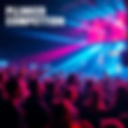 Exciting scene of participants gathered for the plinker competition, showcasing a vibrant atmosphere filled with energy and competition.