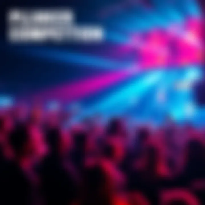 Exciting scene of participants gathered for the plinker competition, showcasing a vibrant atmosphere filled with energy and competition.