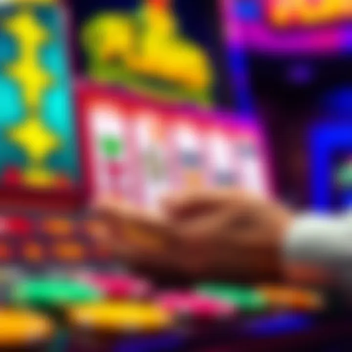 Plinko Game Settings A player adjusting their Plinko game settings based on bankroll with colorful chips in view