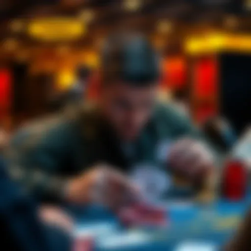 A player focused on their cards during a poker game, analyzing pocket TT strategy at the Club WPT Gold table
