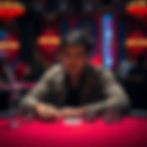 A person sitting at a poker table deep in thought, weighing career options between poker and a traditional job.