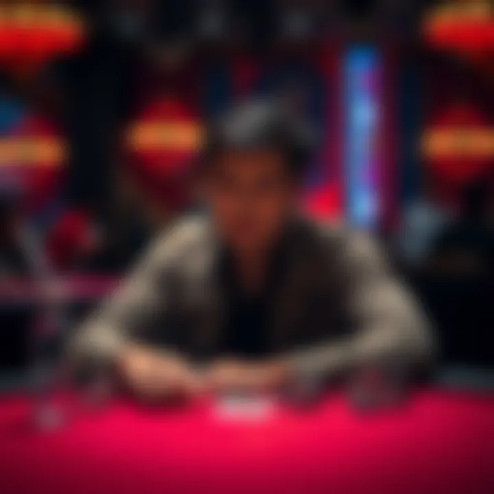 A person sitting at a poker table deep in thought, weighing career options between poker and a traditional job.