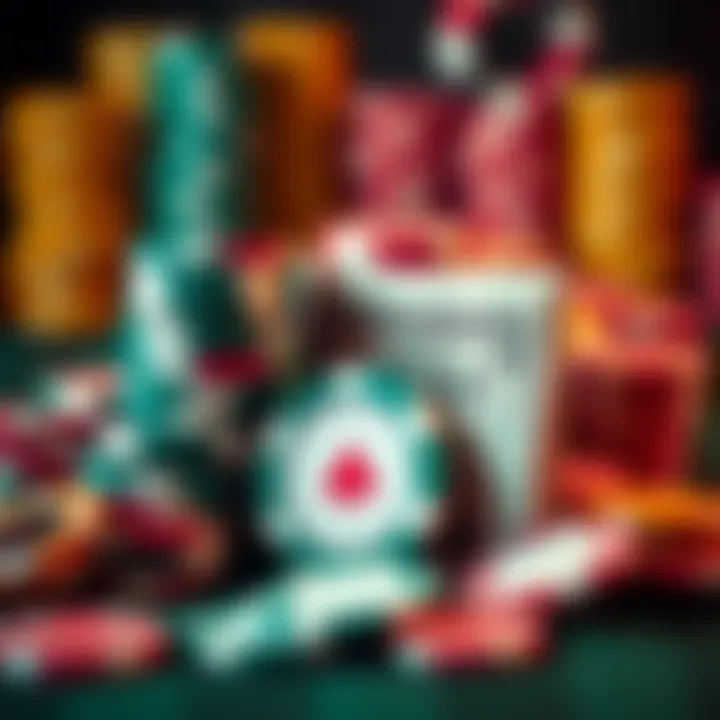 A pile of poker chips next to a stack of cash representing a successful poker bet