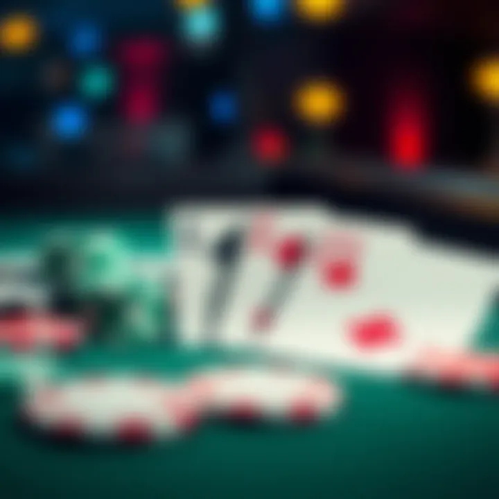 A high pair of poker cards and chips on a casino table, representing a big blind scenario in poker strategy