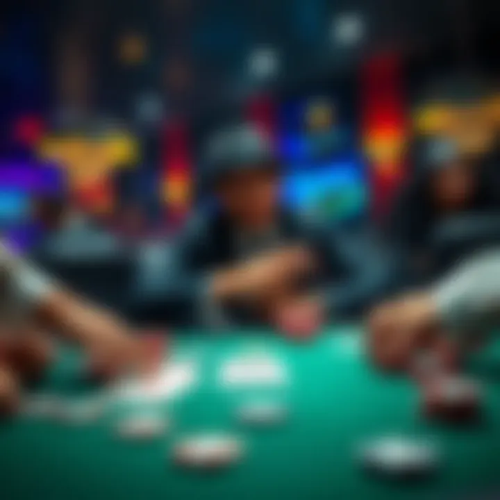 Poker Game Strategy A poker table showing a player contemplating their strategy with cards and chips in front of them