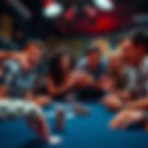 A group of friends celebrating a poker night victory at 3 AM, with cards and chips on the table, smiles all around.