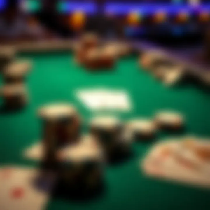 A poker table with stacked chips and playing cards, illustrating a strategy for responding to small bets in poker