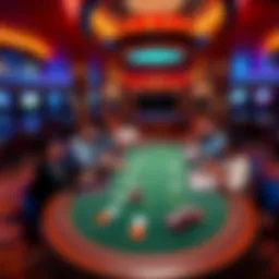 A vibrant poker table set up in the casino aboard the Allure of the Seas, with players engaged in the game.