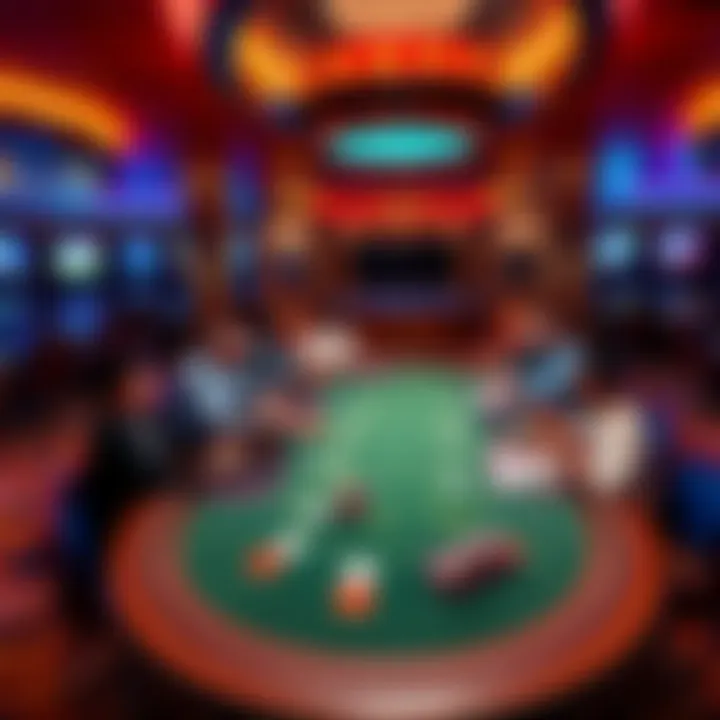 A vibrant poker table set up in the casino aboard the Allure of the Seas, with players engaged in the game.