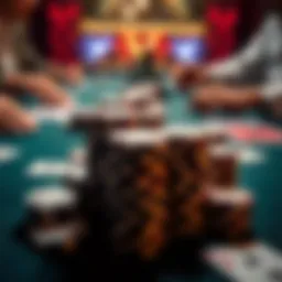Close-up of a poker table showing players' chips and cards, highlighting the concept of tipping before the game