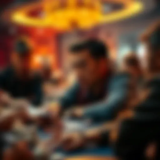 A group of players at a poker table discussing agreements, with a focus on a player expressing concerns, chips and cards visible