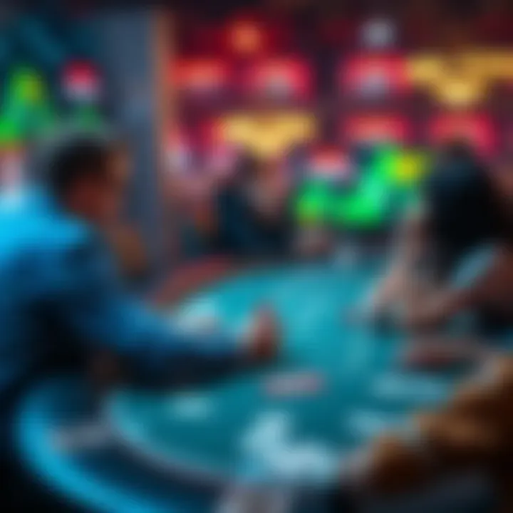 A poker player at a virtual table interacts with chat while sending GIFs, causing reactions from opponents