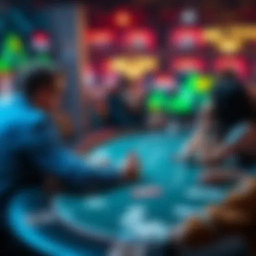 Player using GIFs in poker chat A poker player at a virtual table interacts with chat while sending GIFs, causing reactions from opponents