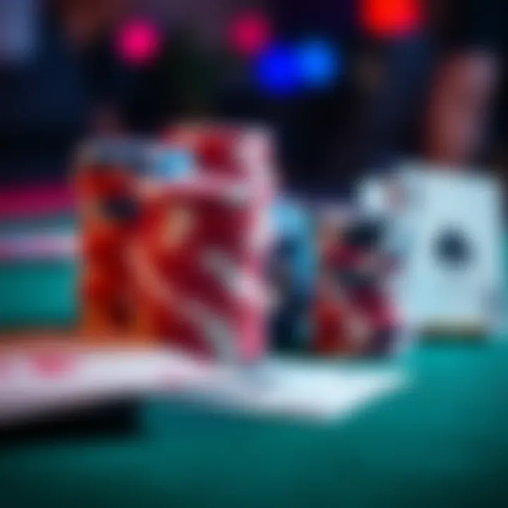 A close-up of poker chips stacked beside playing cards in a game setting, illustrating the contrast between different poker levels.