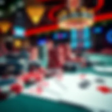 Close-up of poker chips and playing cards on a table, showcasing a vibrant poker scene in Las Vegas after WSOP.