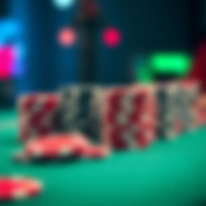 A close-up of poker chips arranged on a table, illustrating the concept of a pot in gambling without division