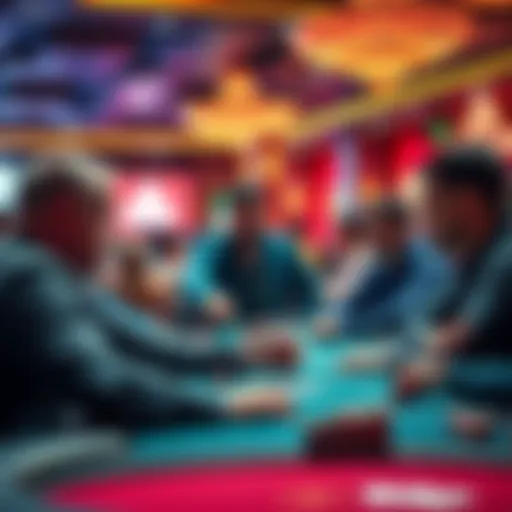 An experienced poker coach teaching a group of players at a table in a live casino setting