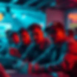 A group of poker players looking concerned and discussing the recent raid at Lodge.