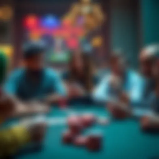 A new poker player reveals their hand during a game, causing surprise among other players who discuss poker etiquette.