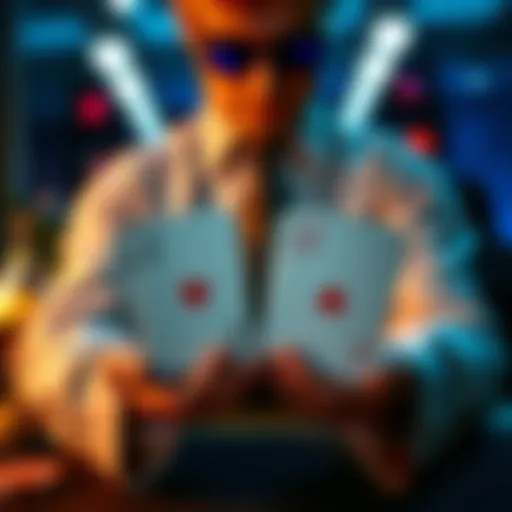 Poker dealer showing two sets of community cards A poker dealer presenting two sets of community cards during a game