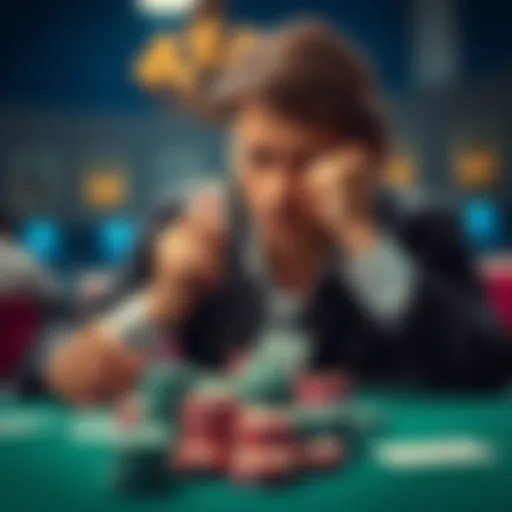 A player contemplates a crucial poker decision with A9 in hand at the table with chips and cards