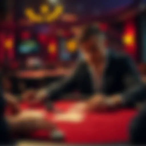 A player at a poker table contemplates whether to bet or check, with cards and chips in front of them.