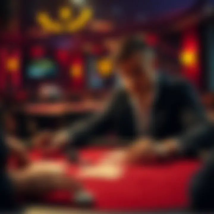 A player at a poker table contemplates whether to bet or check, with cards and chips in front of them.