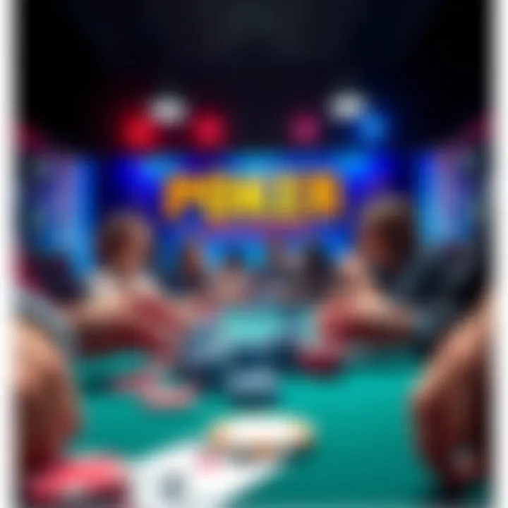 A vibrant online forum showcasing people sharing poker tips and experiences, featuring poker cards and chips.