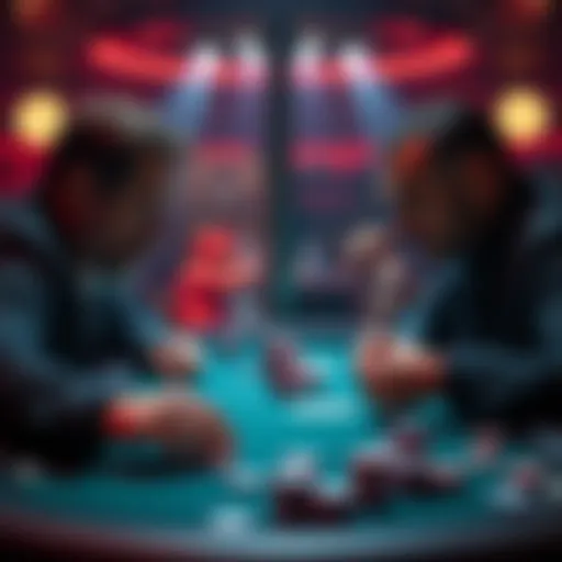 A poker player holding A♠️ K♣️ faces a manic opponent at a $1/2 NLH table, with focused expressions and chips in front of them