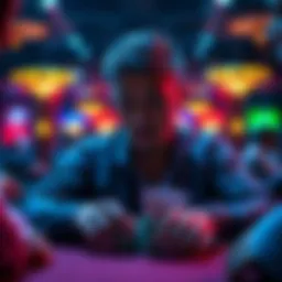 A tense moment at the final table of a poker tournament, showing a player contemplating an all-in decision with AKs against an opponent's AA