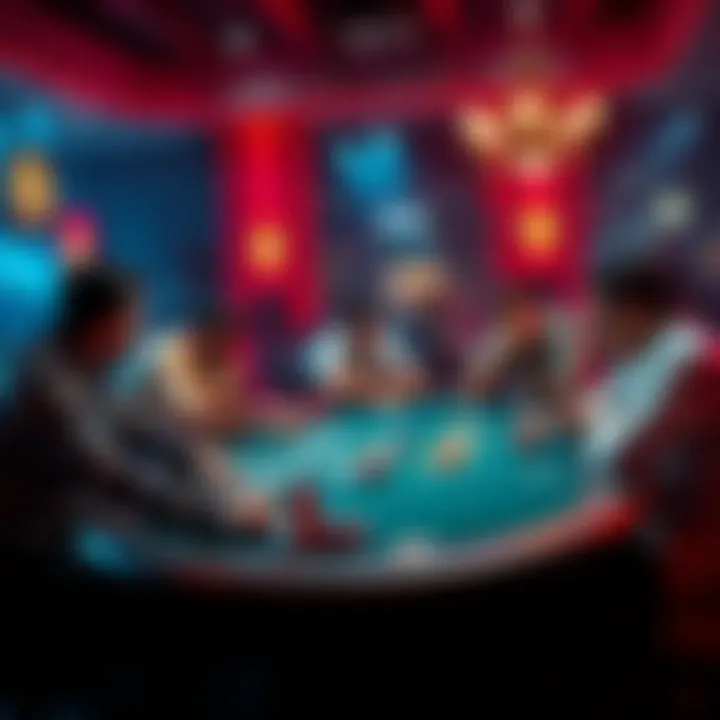 A group of poker players contemplating their moves at a table during the flop round