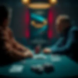 Poker Game with Drunk Player A tense poker scene showing a player with AA facing an aggressive drunk opponent at the table.