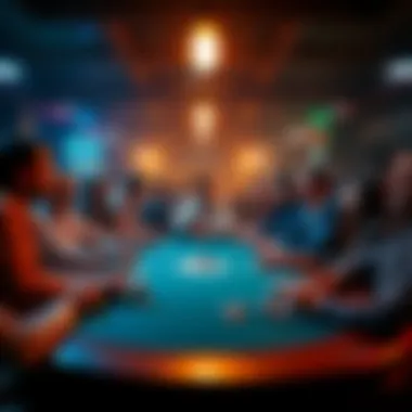 Poker Game at Lodge A group of people playing poker at a table in a lively atmosphere