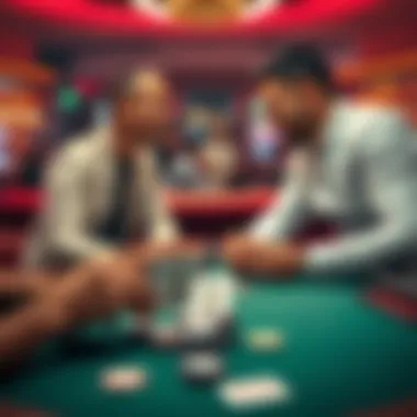 Poker game with two players Two poker players discussing a hand with quad aces on the table