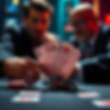 Poker hand with KQ against passive player A poker table showing cards K and Q in hand. A player with a thoughtful expression faces a passive opponent who has raised.