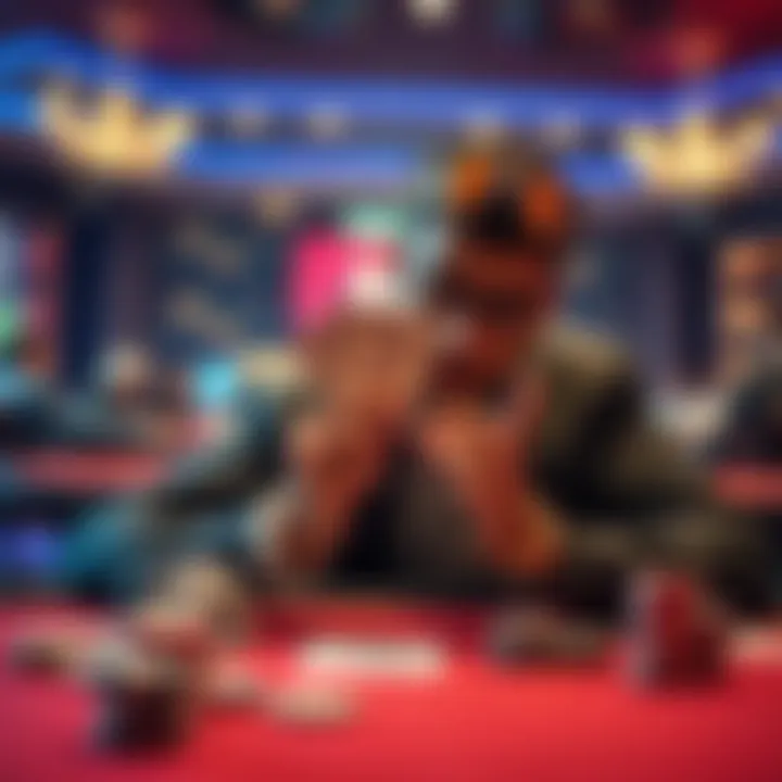 A poker player contemplating their move with a pair of queens in a tense online tournament setting.