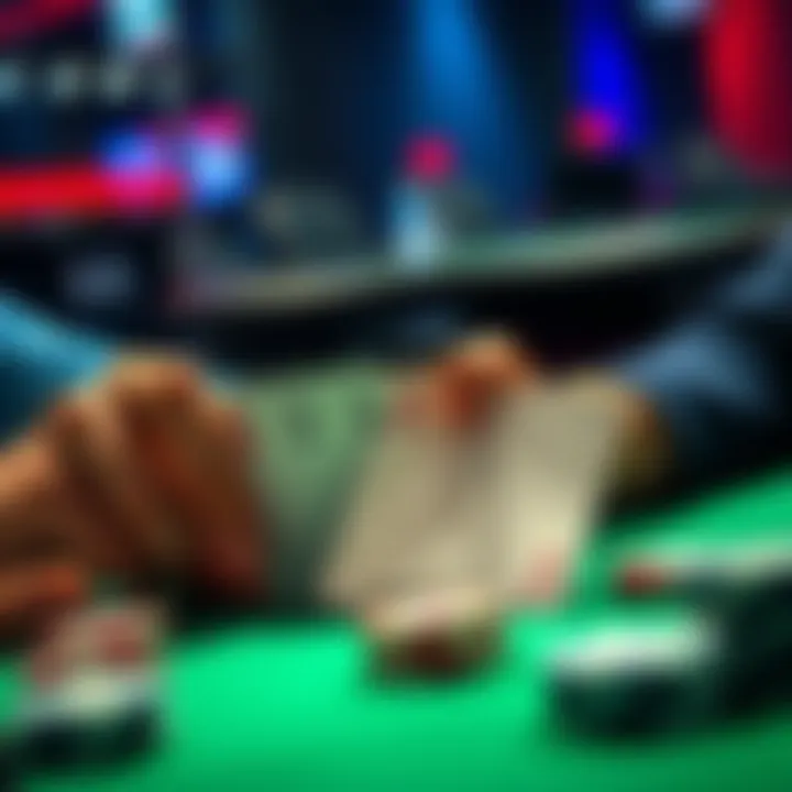 Poker hand analysis A player studies poker hands and strategies, focusing on pre-flop ranges and hand selection with cards like K5 suited and Q8s.