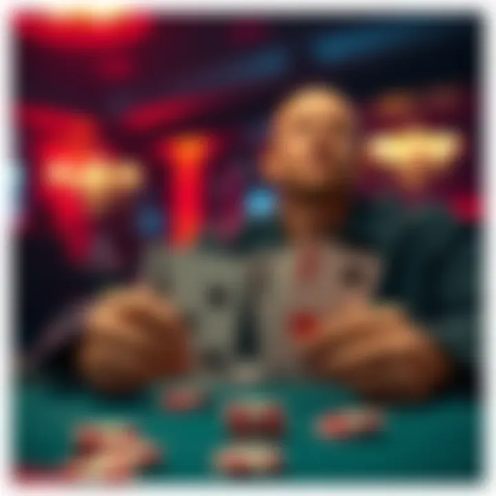 A poker player reviewing their cards and thinking about their strategy in a 1/3NL game.